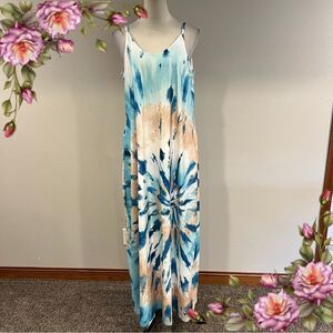 Tie-Dye a-line stretchy Maxi Dress with straps size extra large